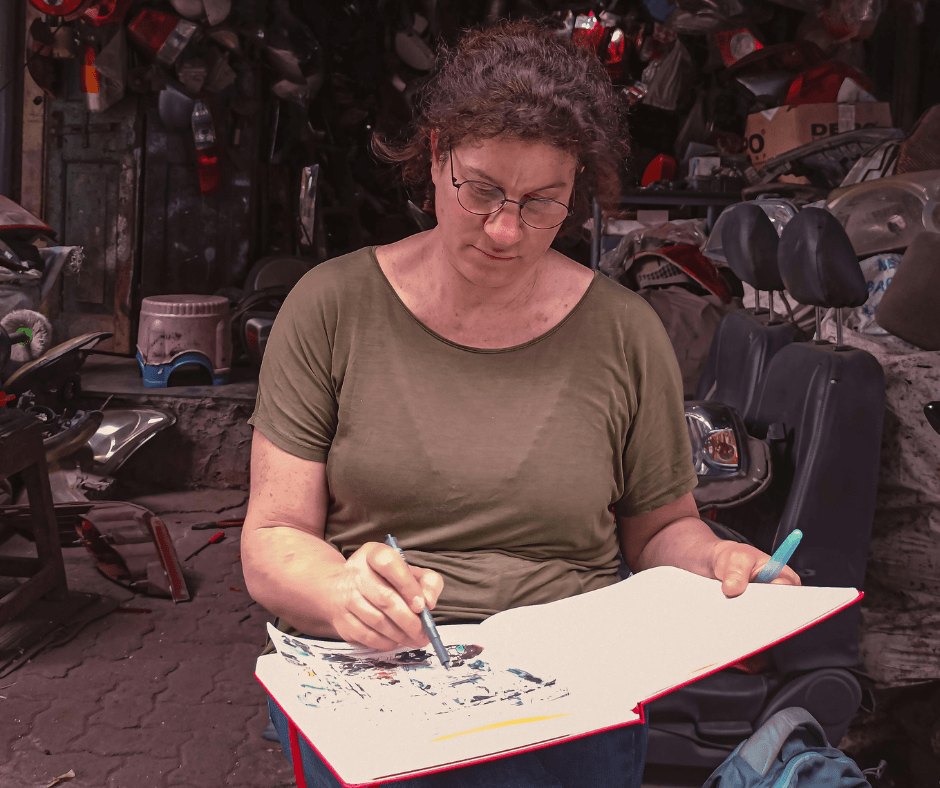 Person using sketchbook