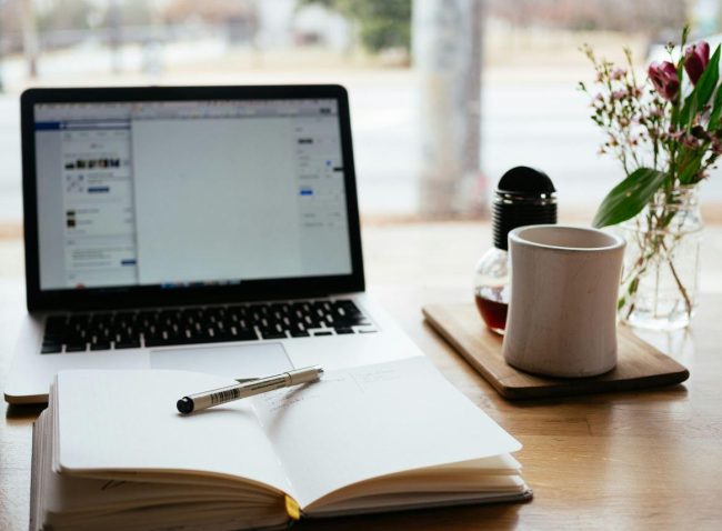 Laptop and book