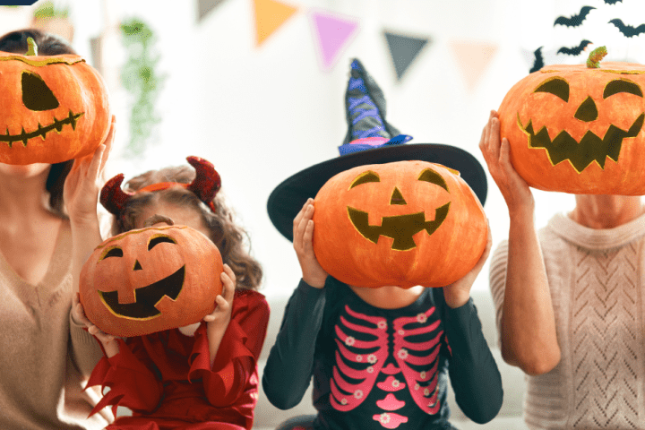 Children with Pumpkins on their heads