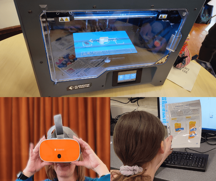3D Printer VR Headset and Child at a computer